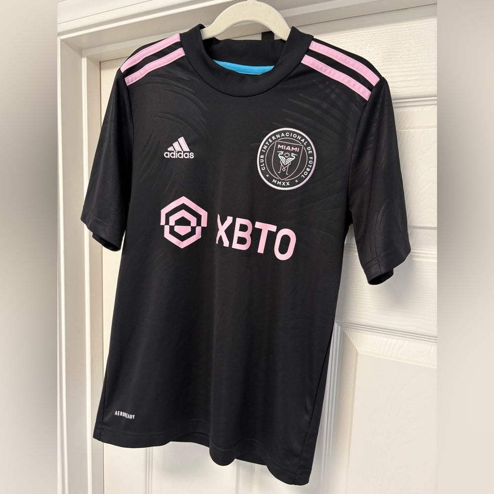Adidas Inter Miami 2023/24 Black Pink Away Soccer Jersey Youth Kids Size 11/12 - Picture 4 of 5